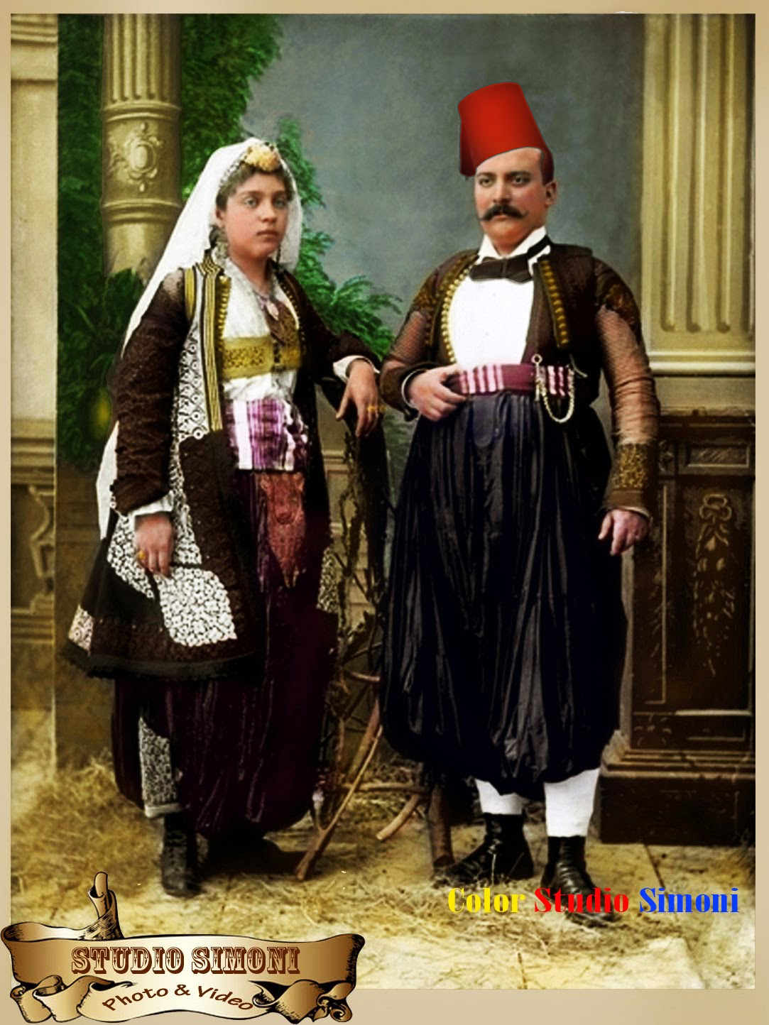 Marubbi Scutari Albania 1914,Color Studio Simoni, Costumi albanesi.﻿