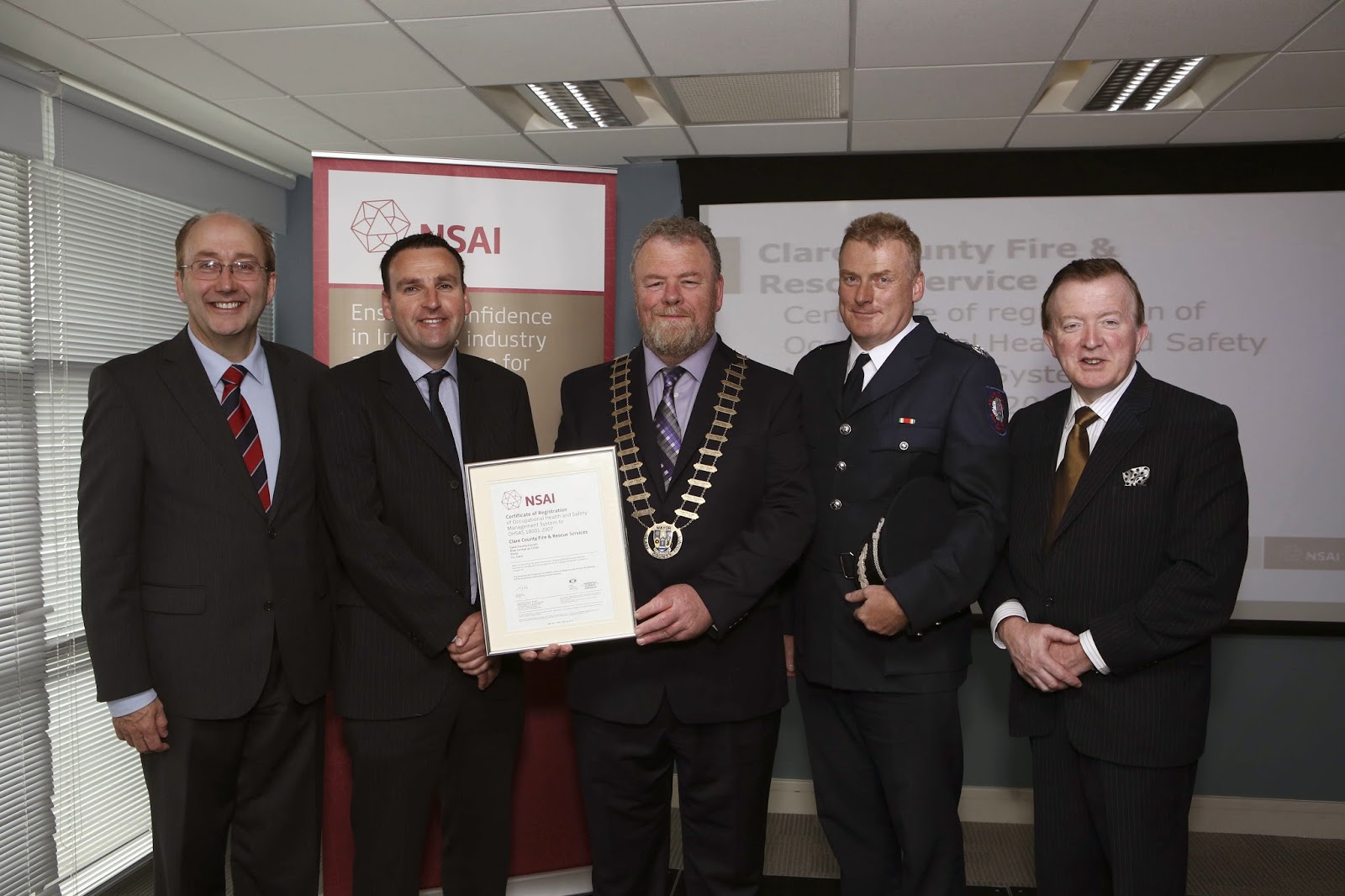 NSAI safety award for Clare County Fire and Rescue Service NSAI safety award for Clare County Fire and Rescue Service