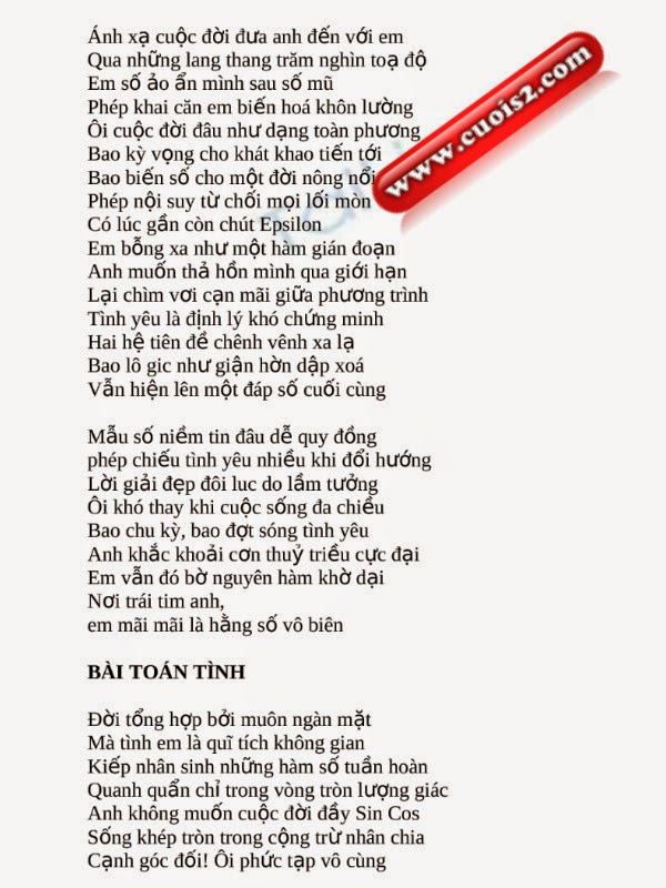 Nhung+Cau+Tho+Vui ... với bài toán tình yêu / Bộ câu nói hài hước vui nhộn