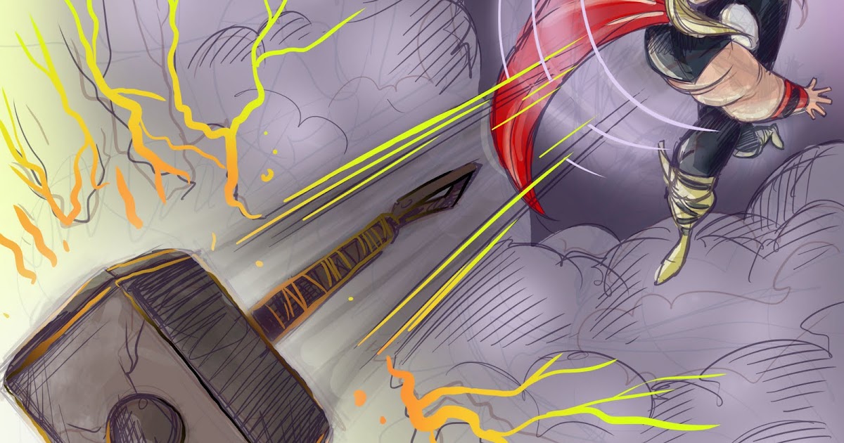 ScOOt Sketches! The Mighty Thor... Throwing the Hammer down!