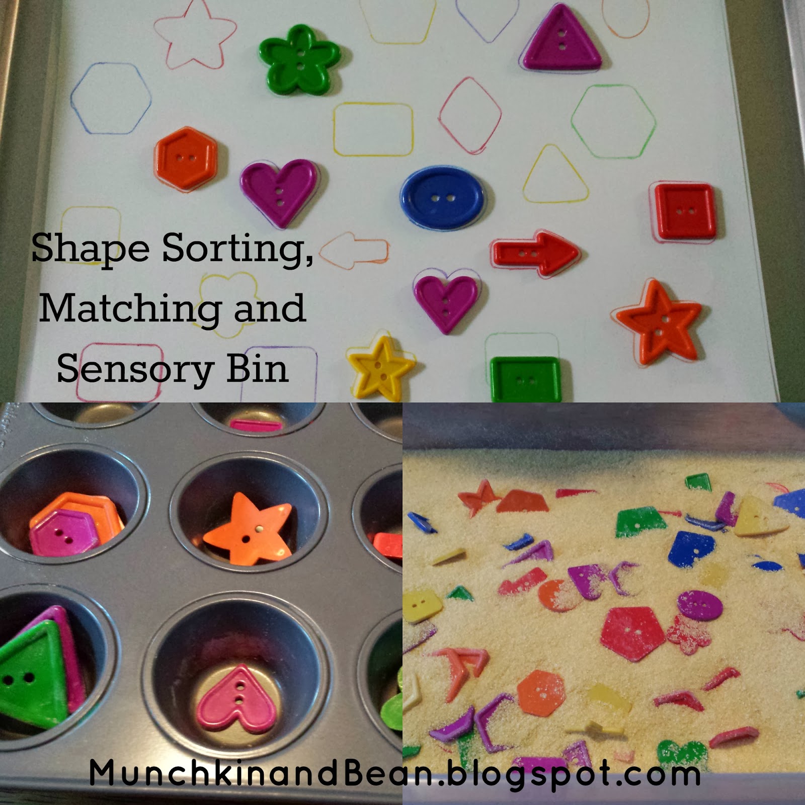 Munchkin and Bean Shape Sorting, Matching and Sensory Bin
