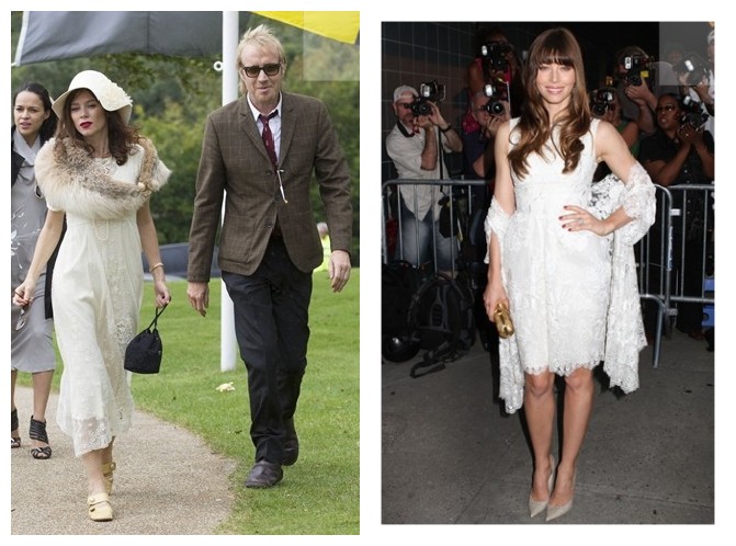 celebrity styles with simple white lace dresses