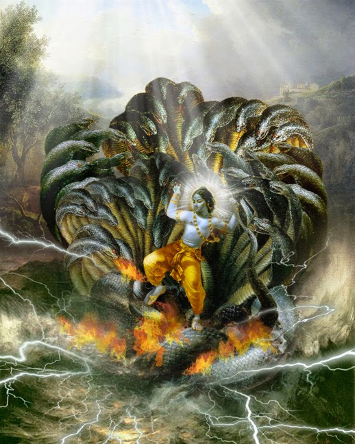 Krishna and Kaliya the Demon Serpent
