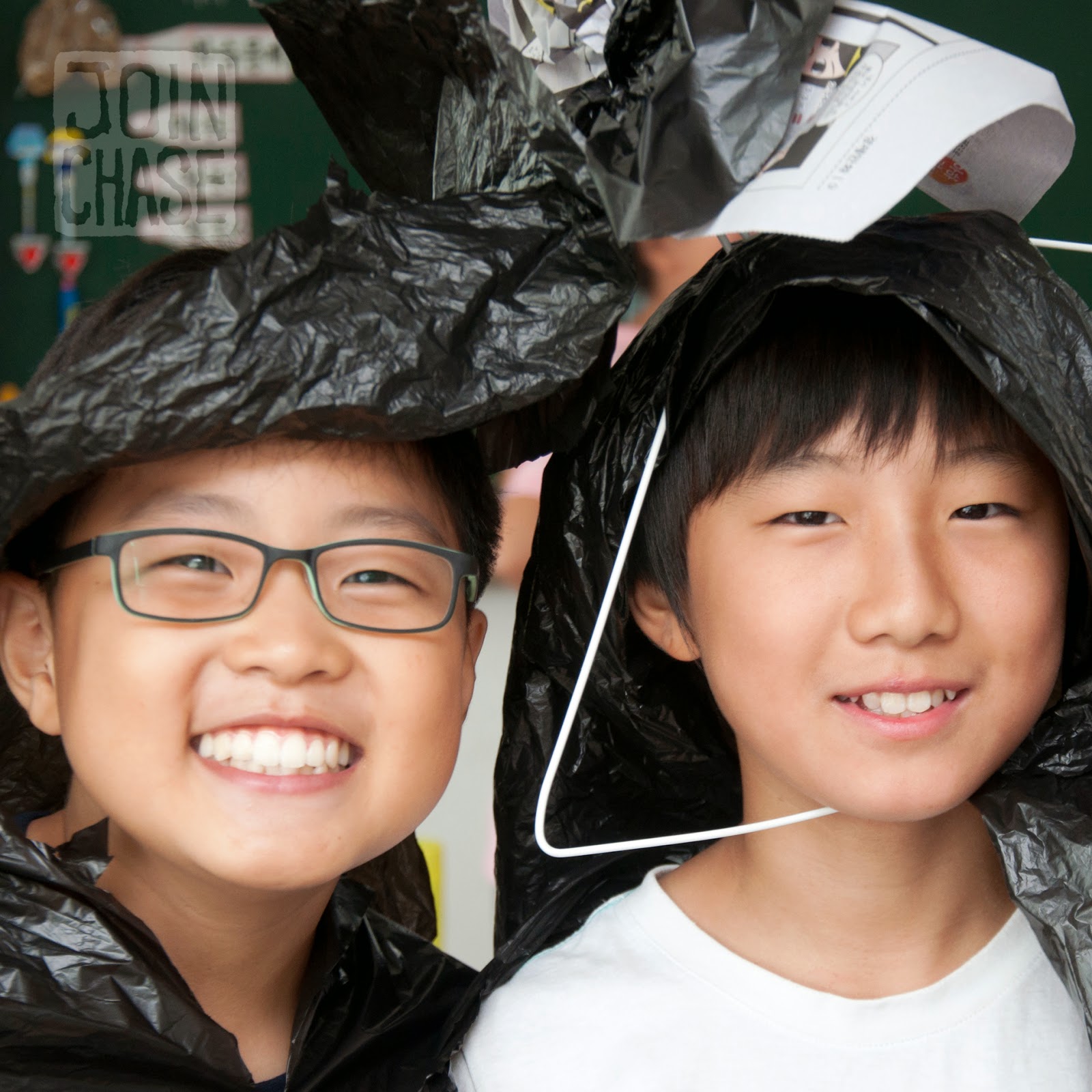 Korean students dressed in costume to do role-plays during an English lesson in South Korea.