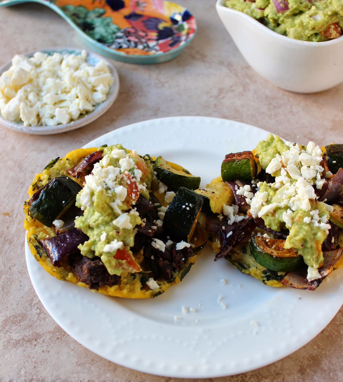 Stew or a Story Spinach Arepas with Roasted Zucchini, Black Beans