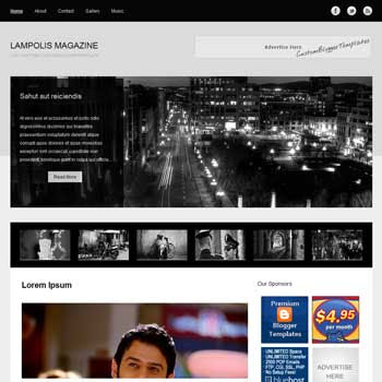 Lamponis Magazine blogger template. free blogspot template magazine style