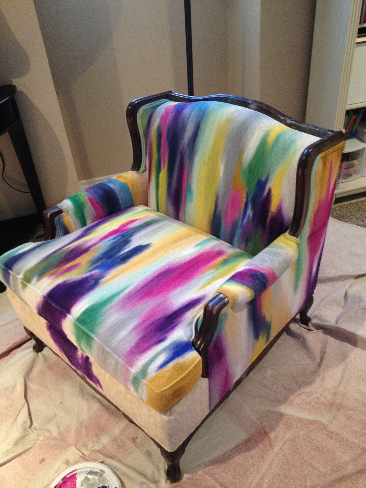 Crackled Painted Fabric Chair - A Total Happy Accident
