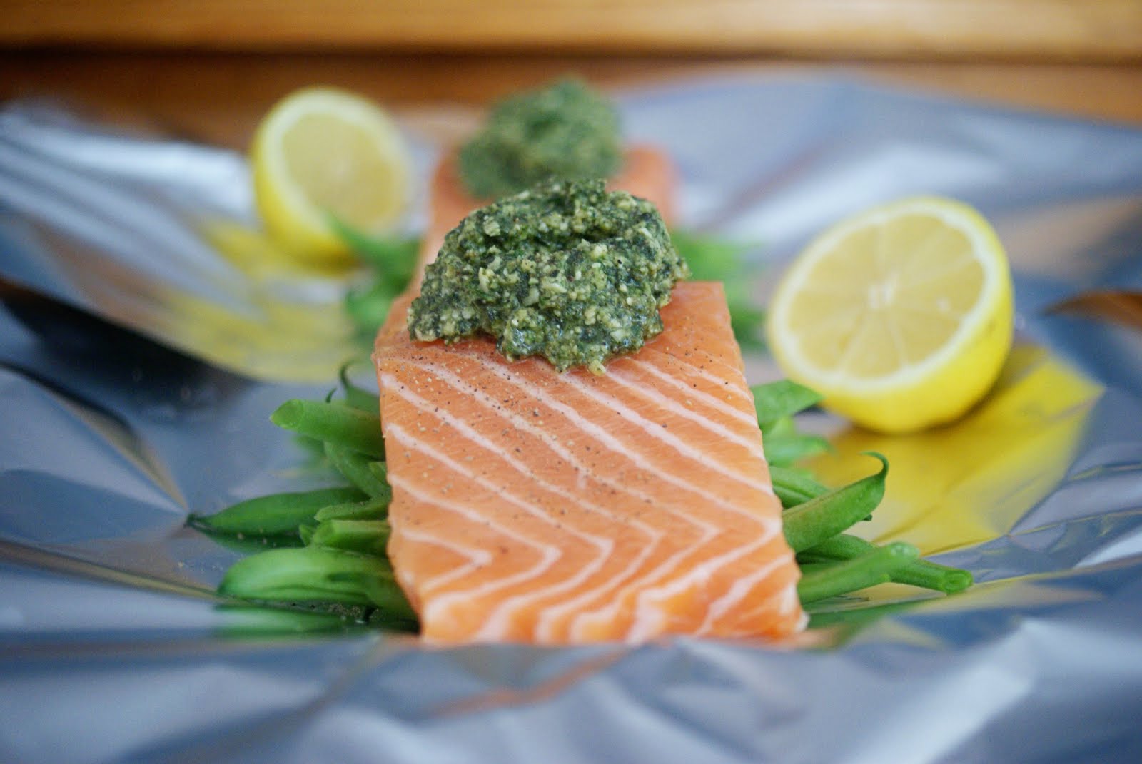 Piccante Dolce Salmon with Beans & Pesto