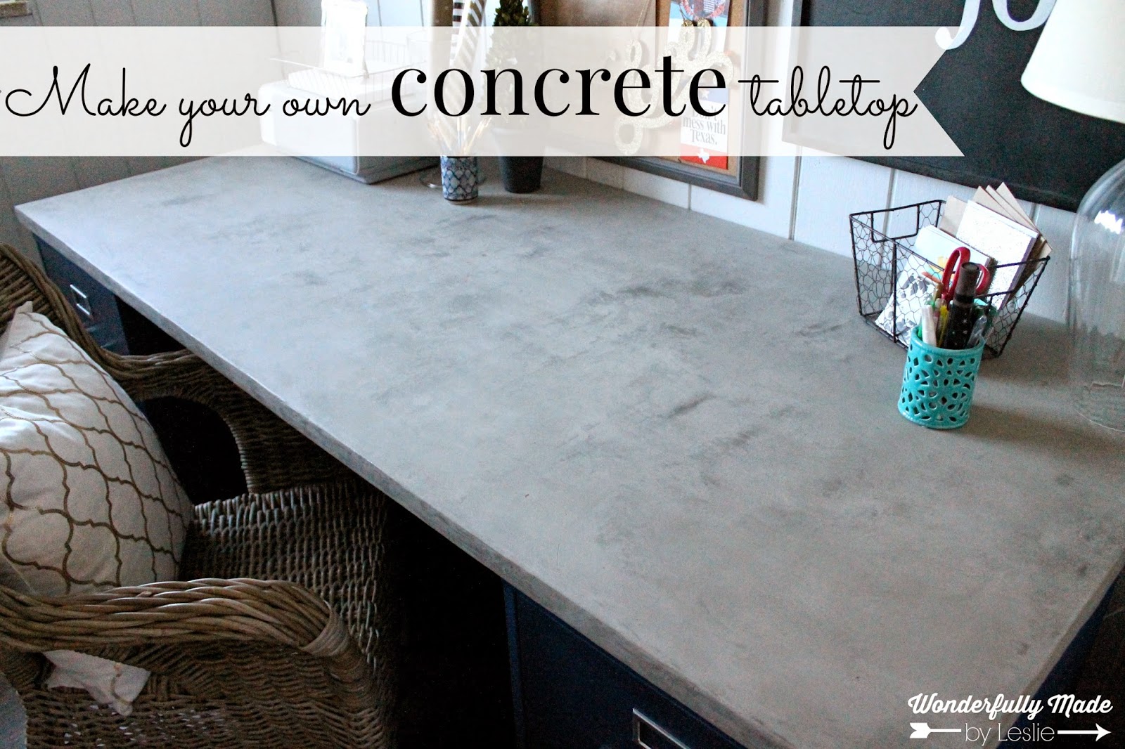 Wonderfully Made DIY Concrete Desktop
