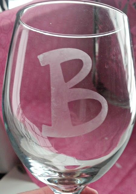 Etched Wine Glass