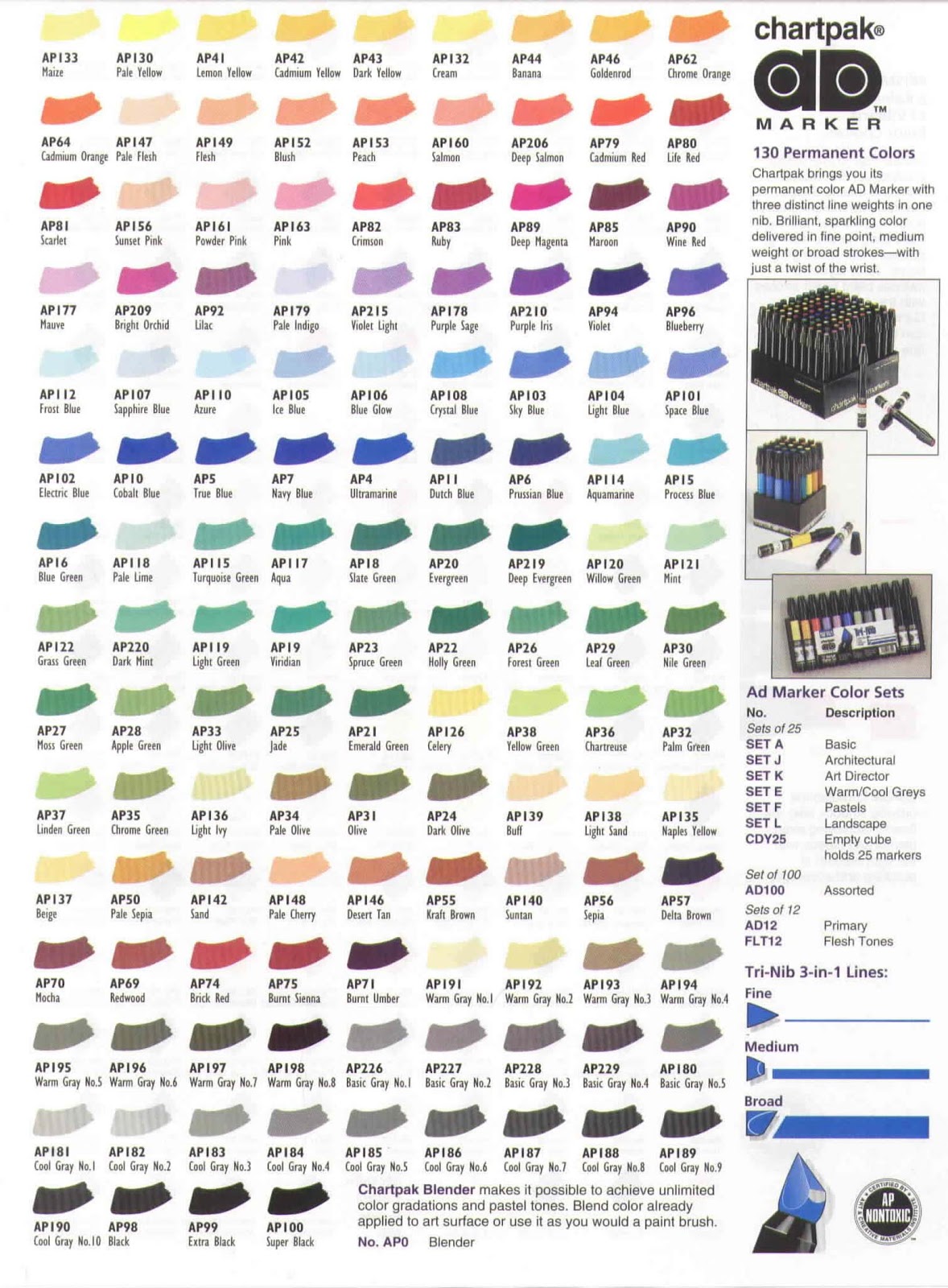 Touch Three Markers Color Chart