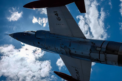 A CF-104 Starfighter on display at the Canadian Warplane Heritage Museum in Hamilton, Ontario, shot at 1/1200, f8 at ISO 200 with 3-stop ND filter.