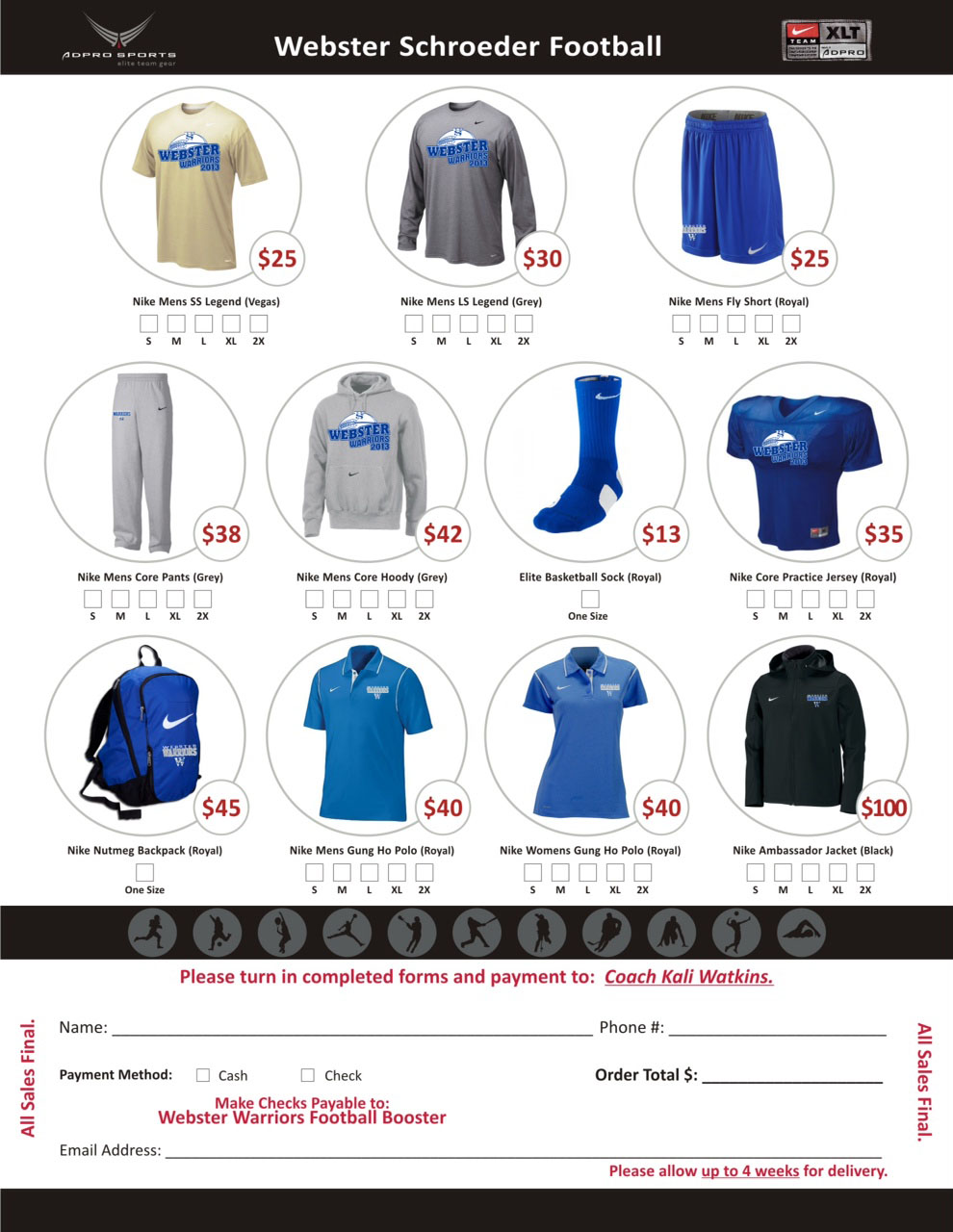 clothing order form template