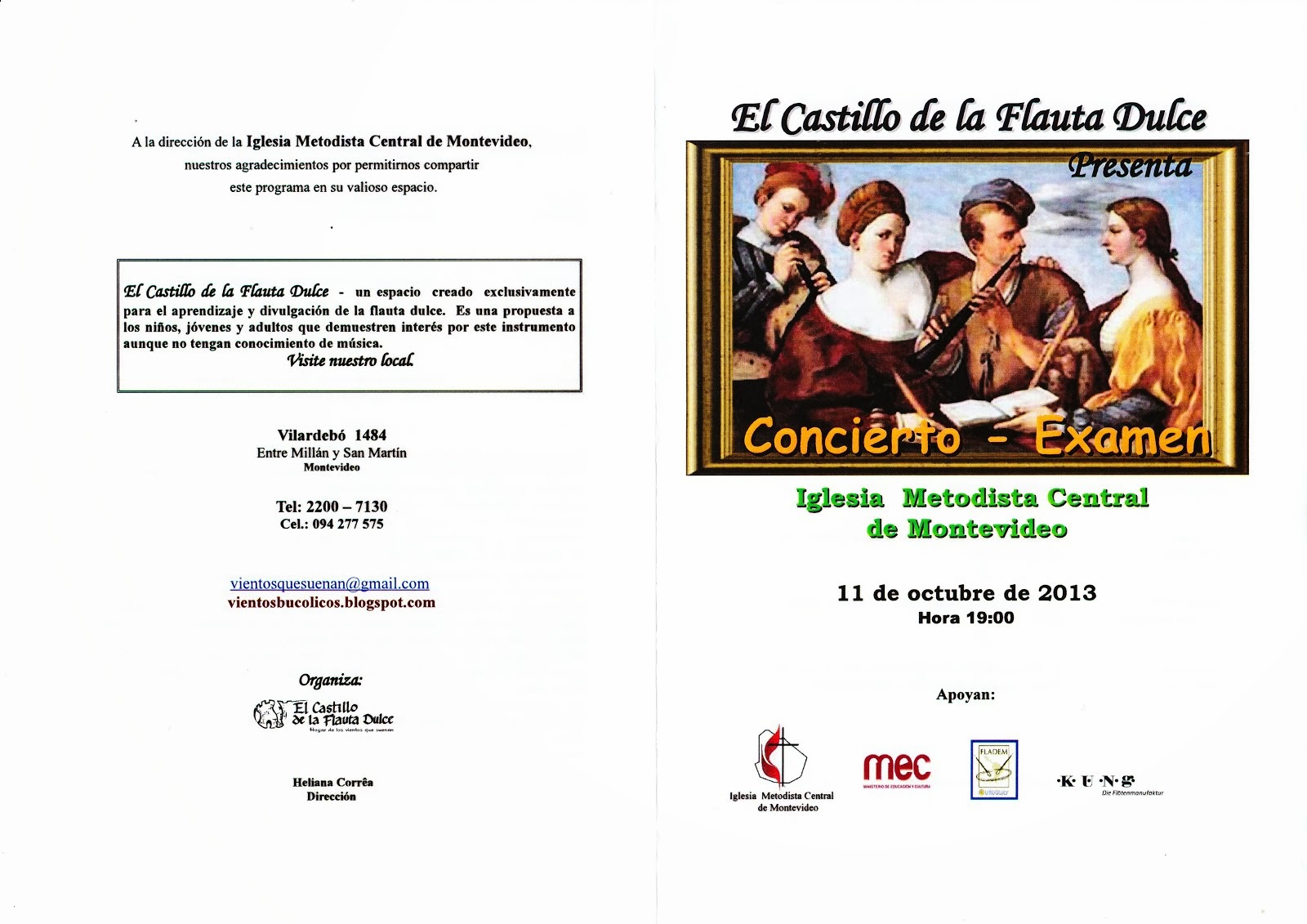 Programa del examen de Maestro Concertista en Flauta Dulce