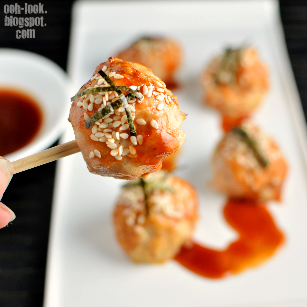 Ooh, Look... Japanese chicken meatballs with catattractant nori