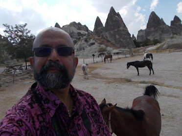"SELFIE"- "Goreme Ranch" in Goreme.Scenic horse farm in the midst of Limestone fairy chimney caves.