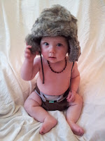 photoshoot, furry hat, six month old baby