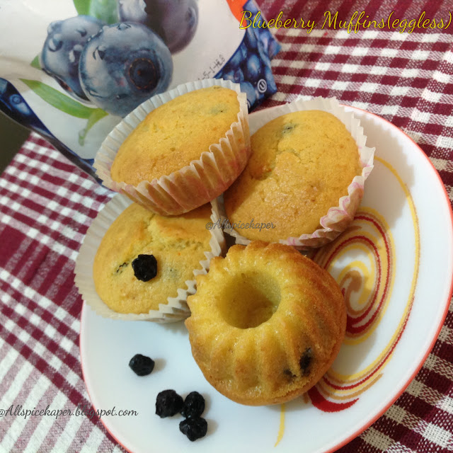 Allspice Eggless Blueberry Muffin (With Dried berries )