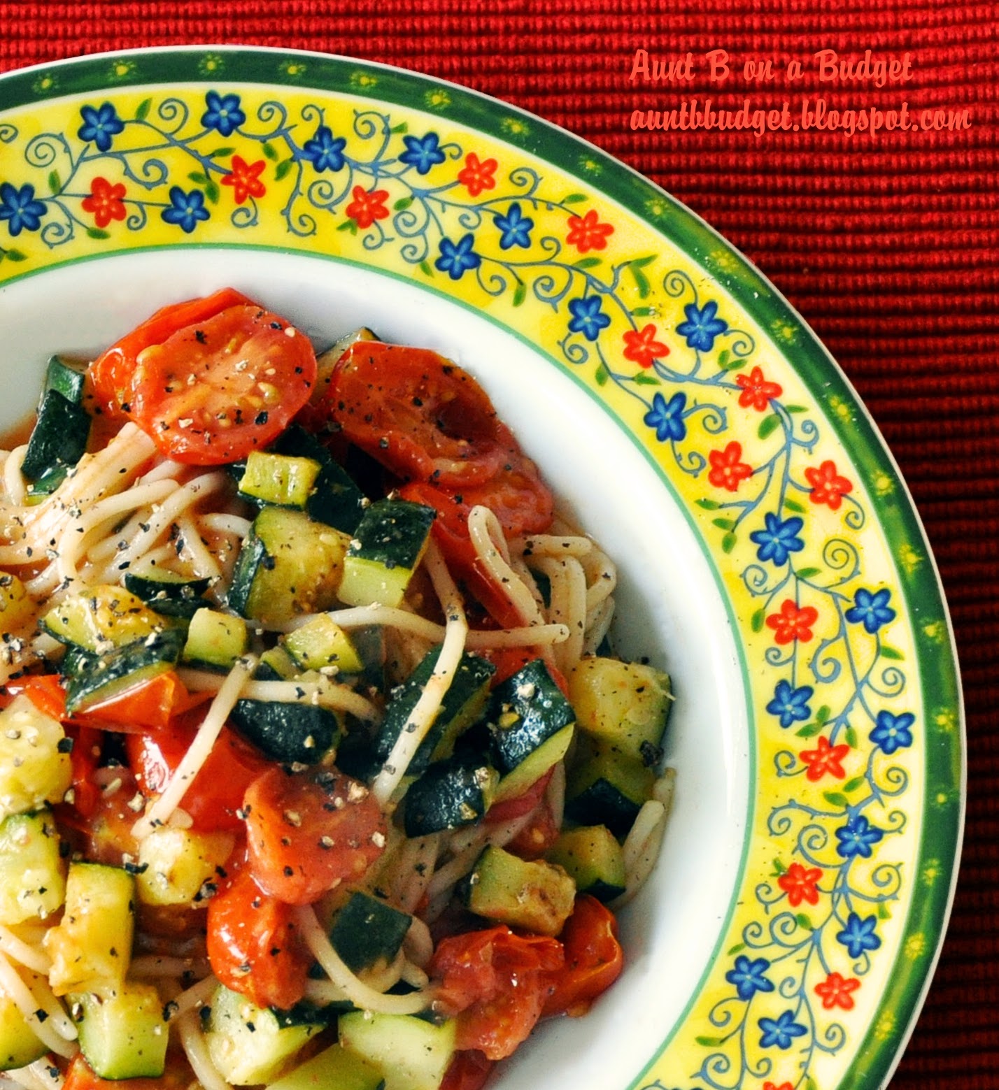 Aunt B on a Budget Spaghetti With Sauteed Zucchini and Grape Tomatoes
