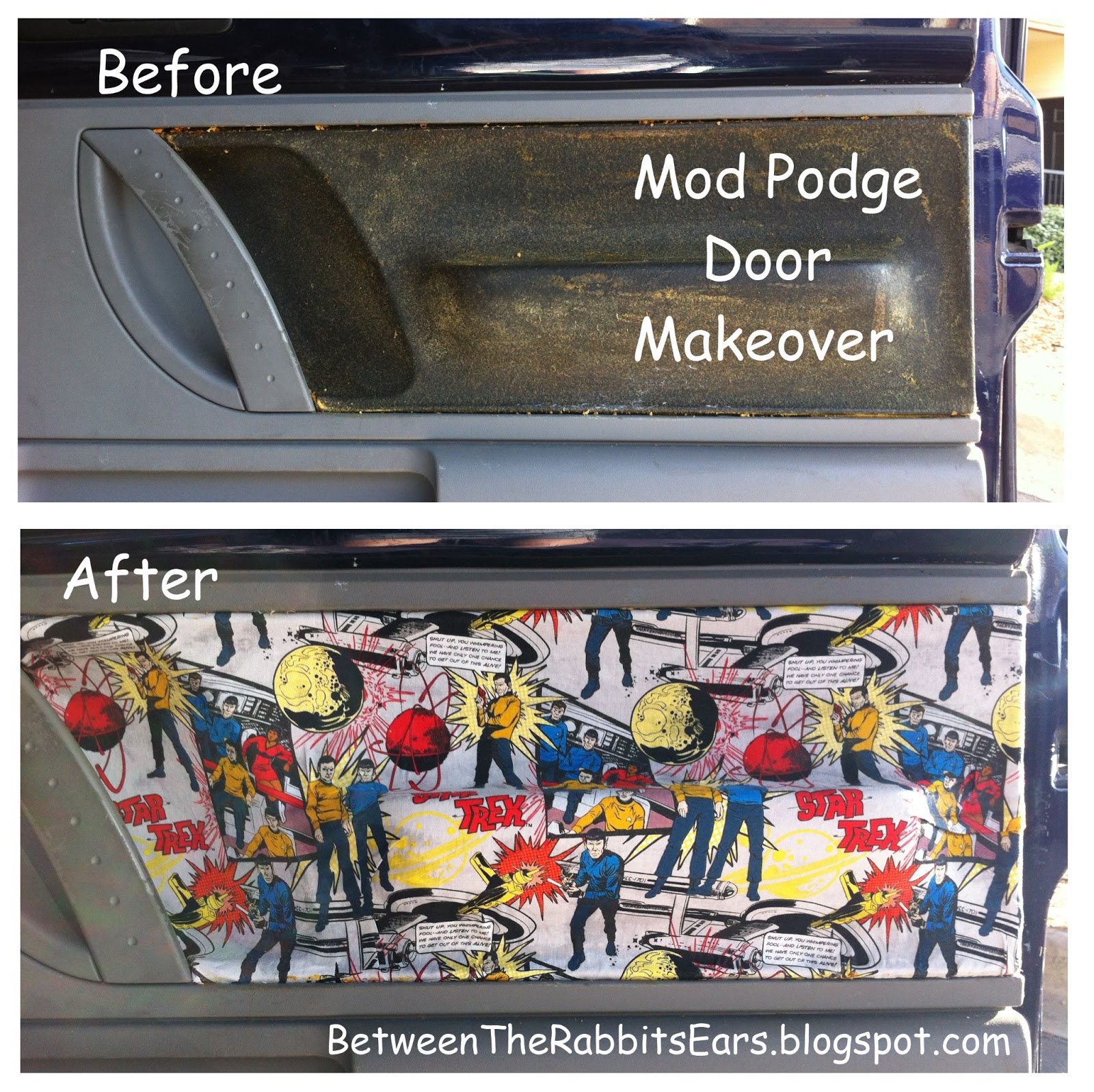between the rabbit s ears diy interior car door makeover with mod