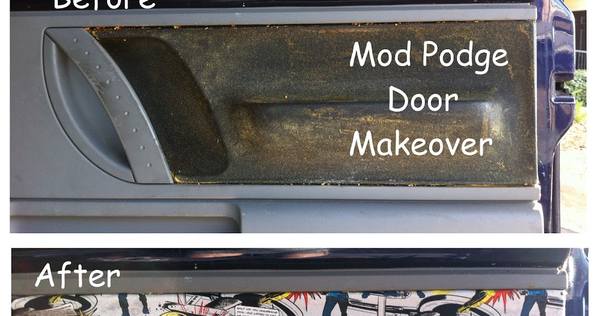 Between the Rabbit's Ears DIY Interior Car Door Makeover with Mod Podge