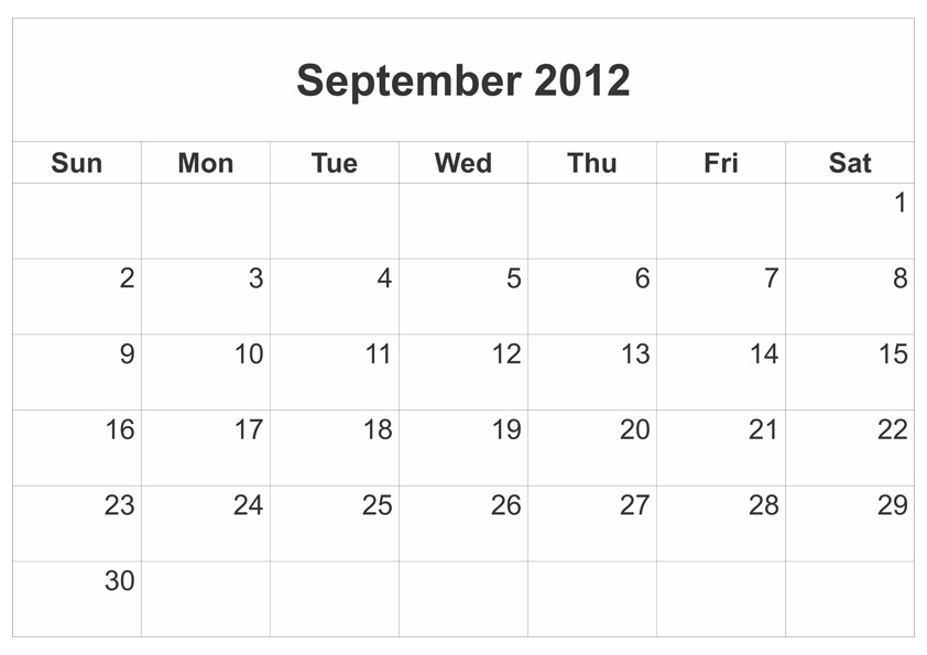 September 2012 Calendar
