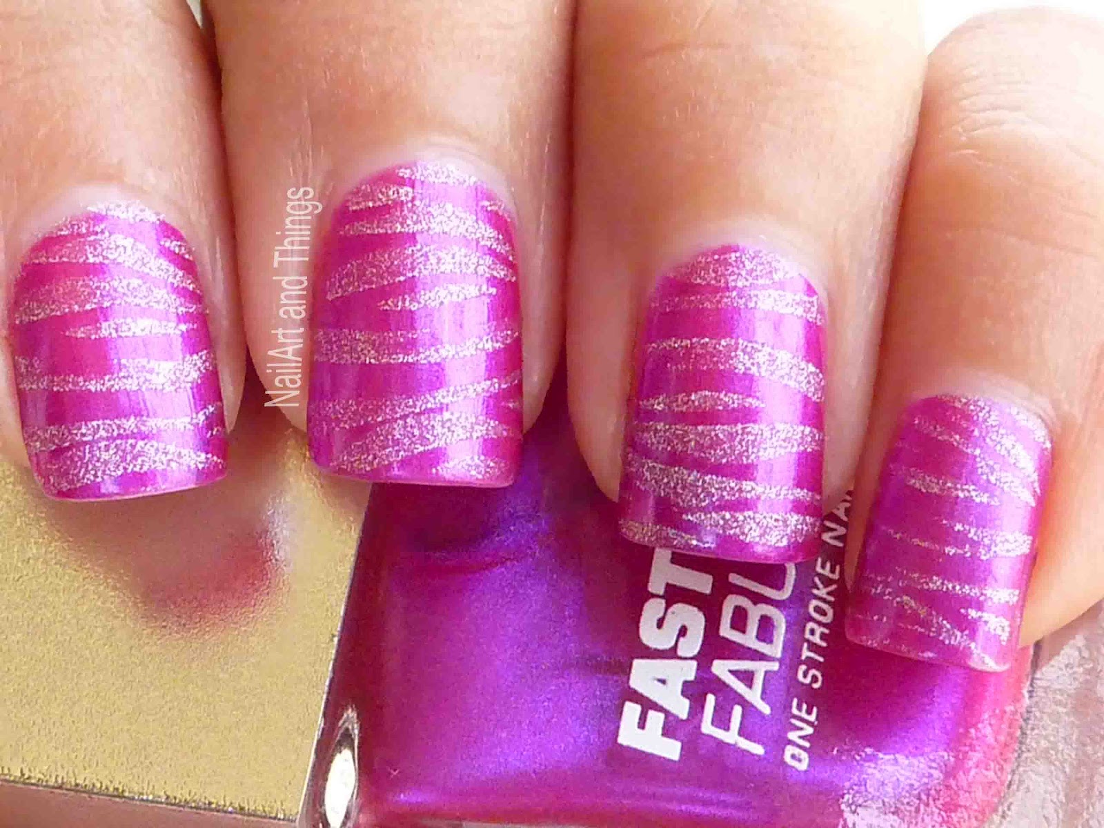 NailArt and Things Pink Zebra + Lakme Nail Polish Purple Fix
