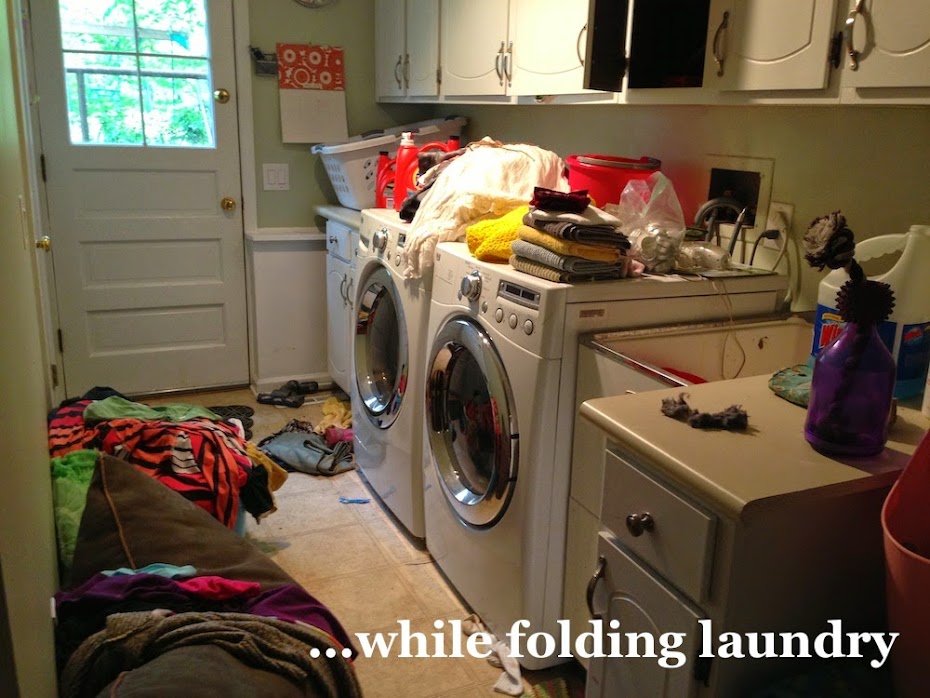 ...while folding laundry