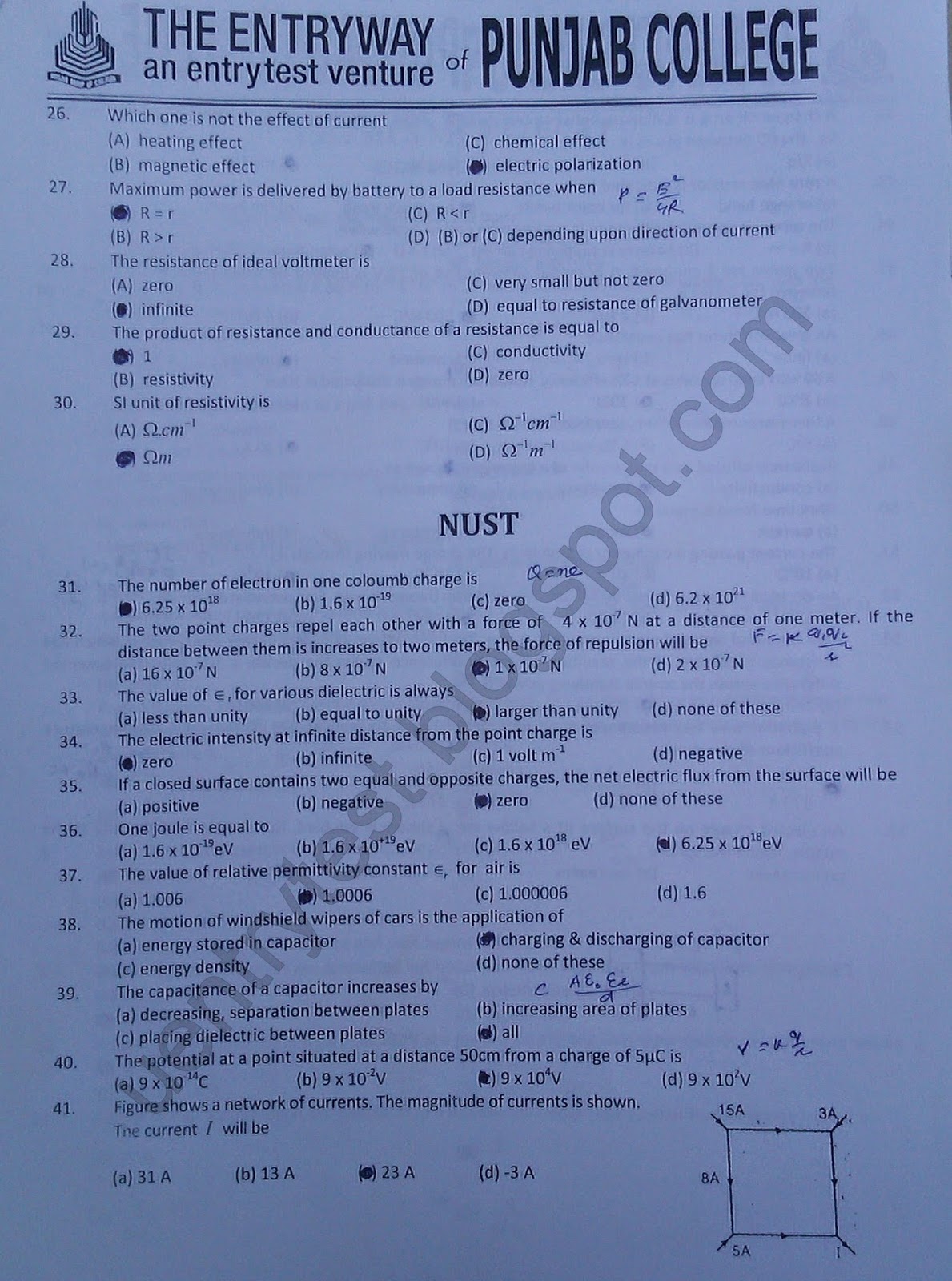 Nust Entry Test Past Papers With Answers