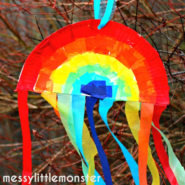 Tissue Paper Rainbow Craft For Kids - The Suburban Mom  Rainbow crafts,  Tissue paper crafts, Rainbow crafts kids