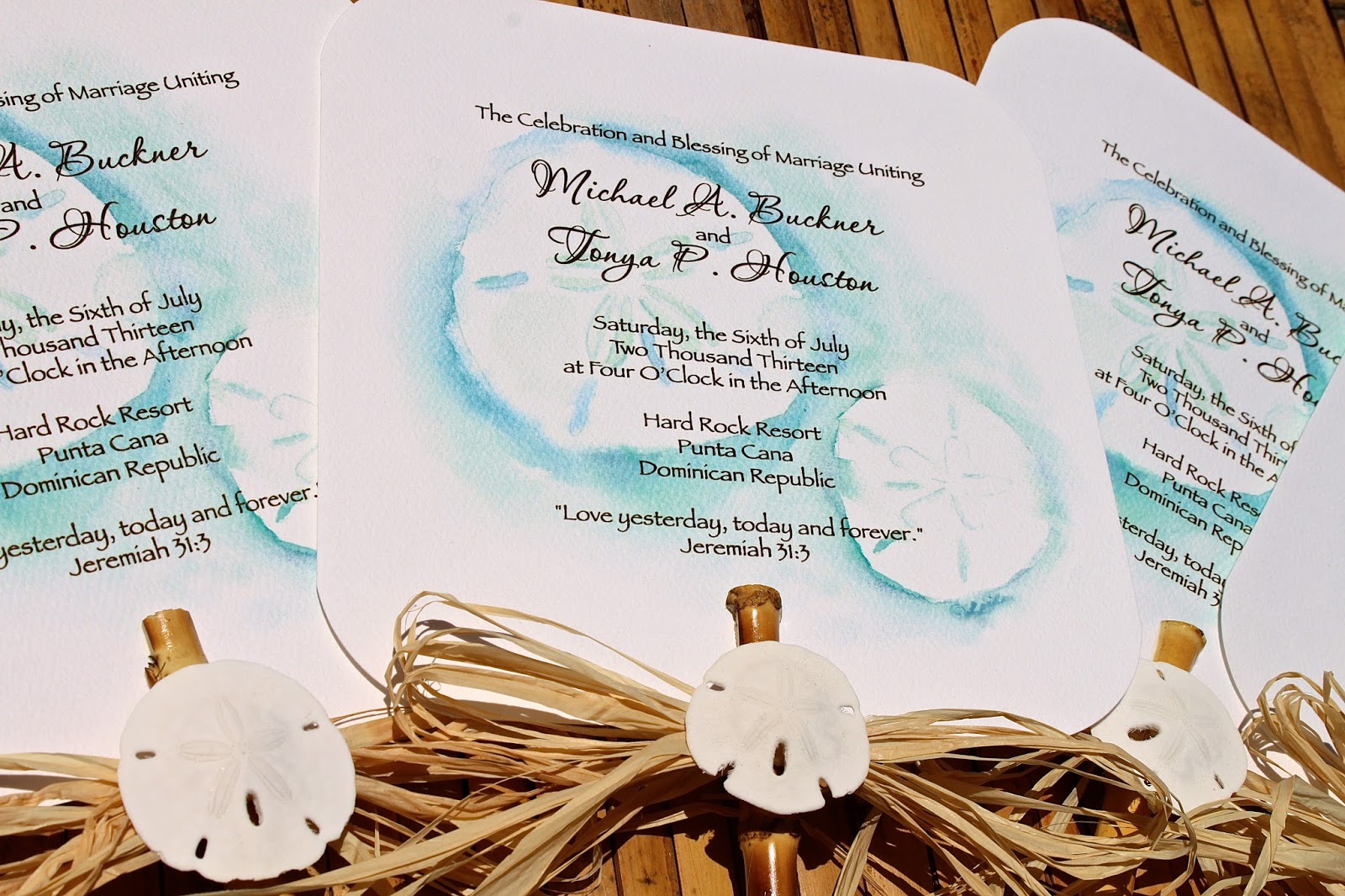 Beach Wedding Program Fans Designs By Lenila