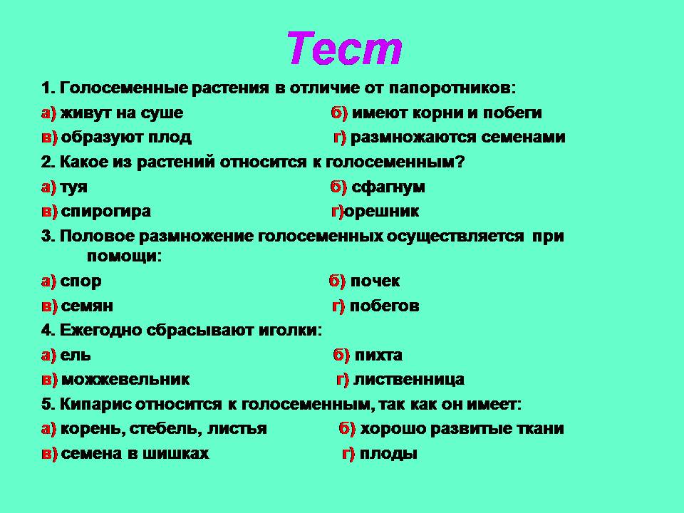 Контрольная по биологии 6 класс пасечник