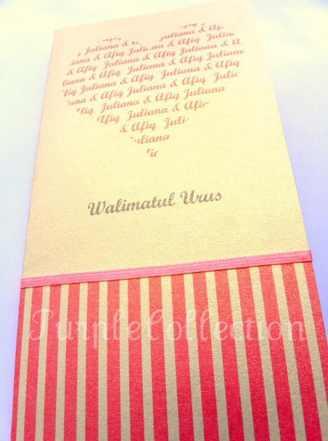 Handmade Malay Wedding Invitation Card, pink heart wedding card, wedding invitation card, malay wedding card, ivory gold, classic fold, handmade card, malay wedding card