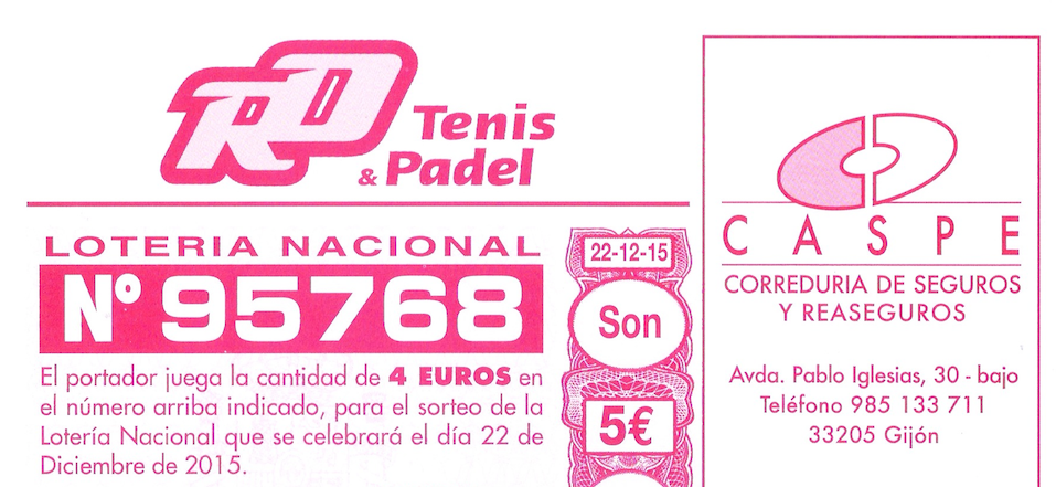 LOTERÍA NAVIDAD RD TENIS & PADEL - 2015