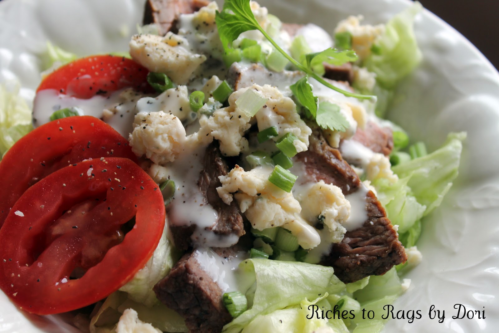*Riches to Rags* by Dori Steak Salad with Crumbled Blue Cheese