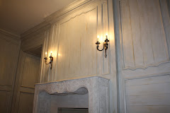 Beautifully antiqued panels in a gorgeous dining room