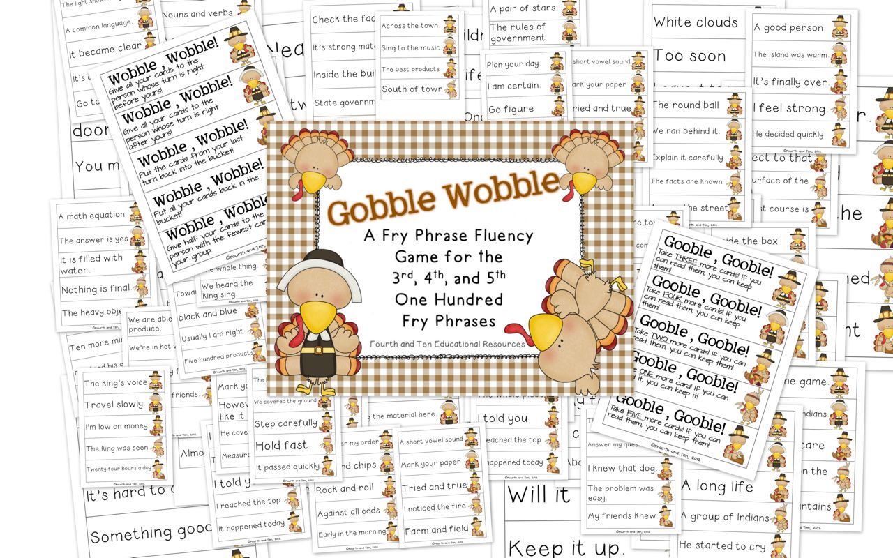 Fourth and Ten Gobble Wobble Fluency Fun for Bigger Kids
