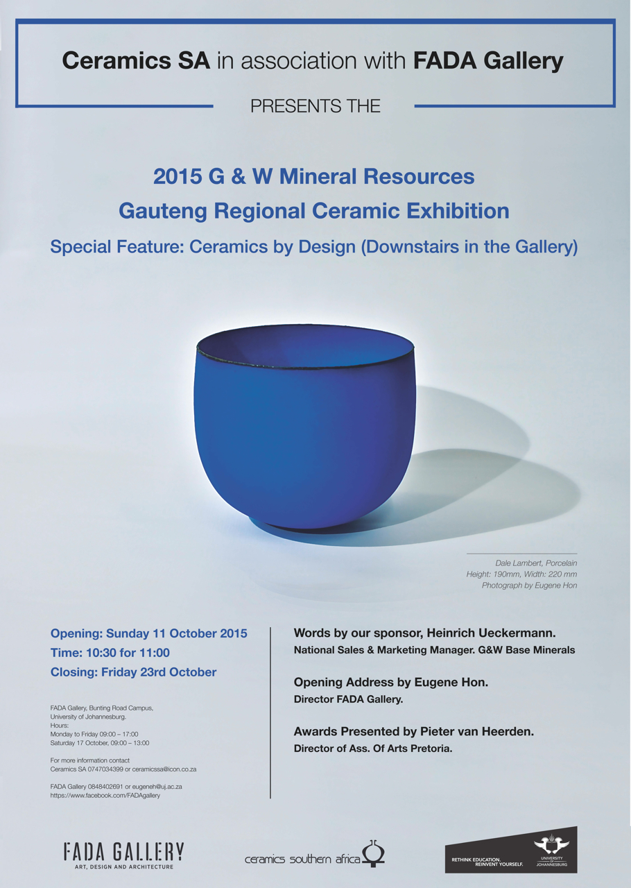 FADA Gallery University of Johannesburg. CERAMICS Southern Africa