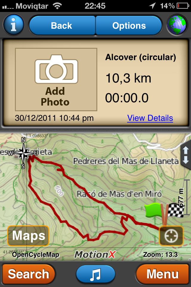 Como seguir rutas de wikiloc con la aplicación MotionX