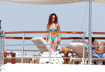 Rihanna Wearing Turquoise Bikini Aboard Yacht