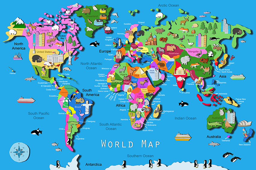 Its's a jungle in here!: Kids World Map