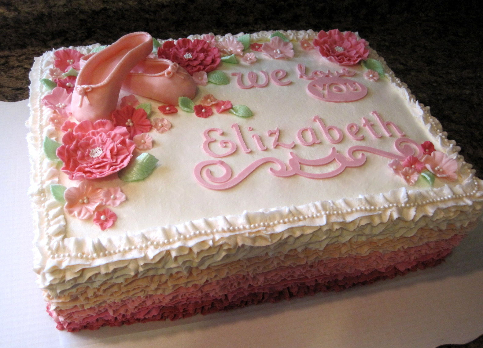 custom cakes by stef ruffle ballet sheet cake how to make a 1 2 sheet cake