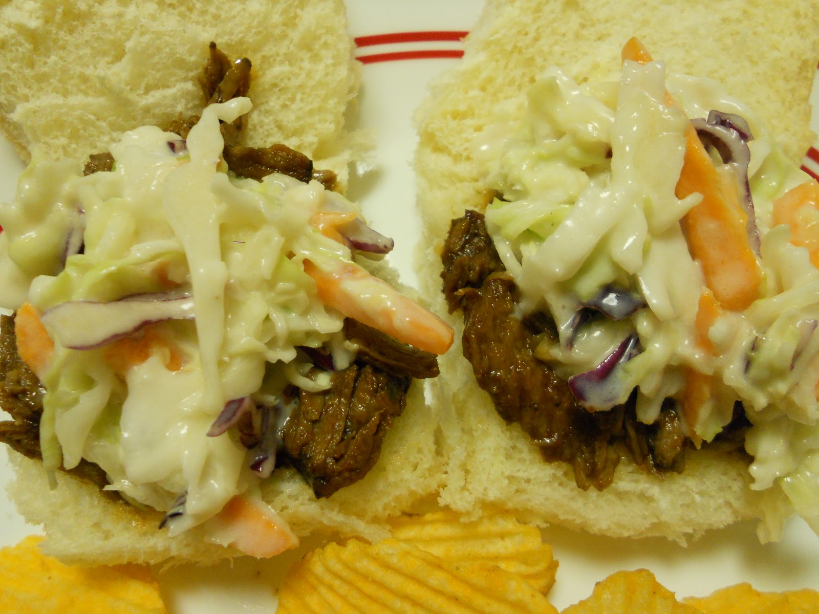 Fantastical Sharing of Recipes BBQ Beef Sandwiches & Sweet Coleslaw