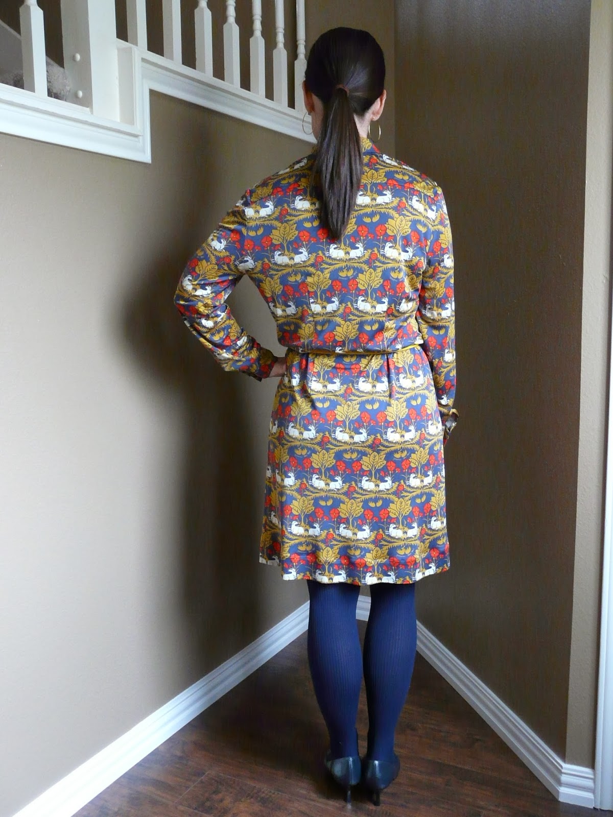 Amanda's Adventures in Sewing Vogue 8903 Navy silk jersey shirtdress