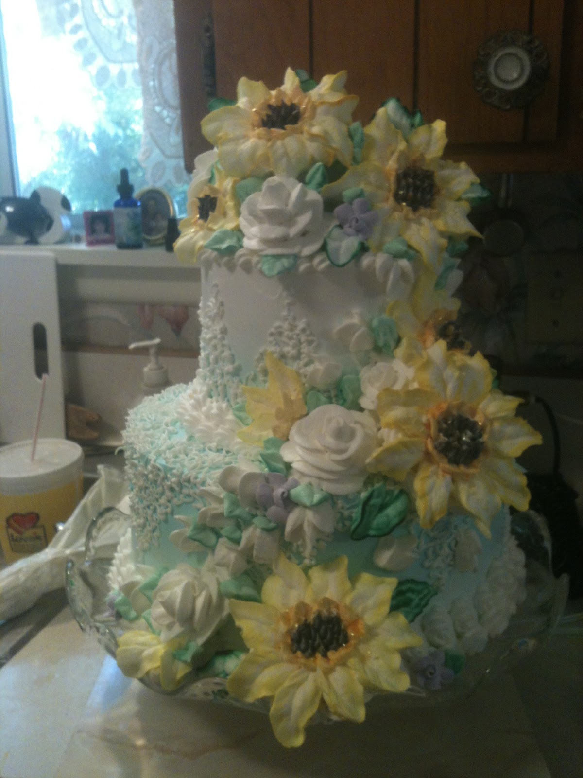 Frosted Art Sunflower Wedding Cake