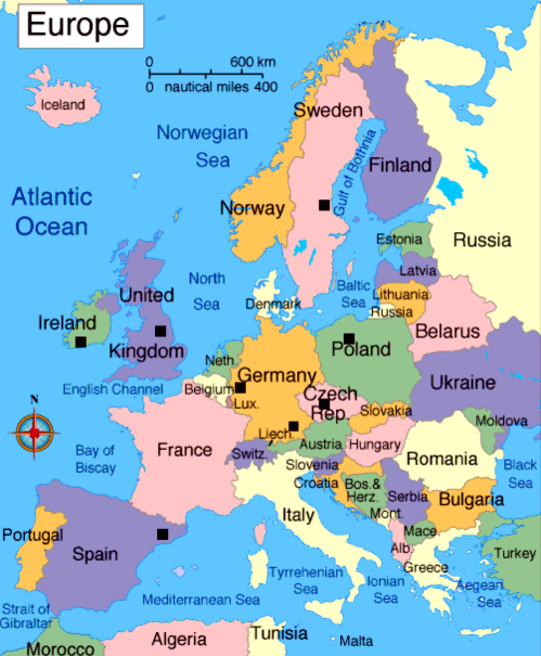 Europa Karte Region Provinz Bereich