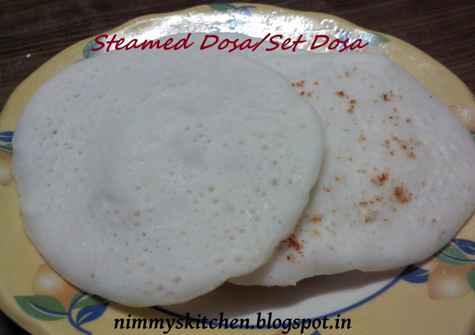 Nimmy's Kitchen Steamed Dosa/ Set Dosa
