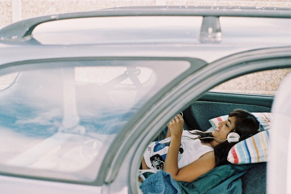 Girl in station wagon