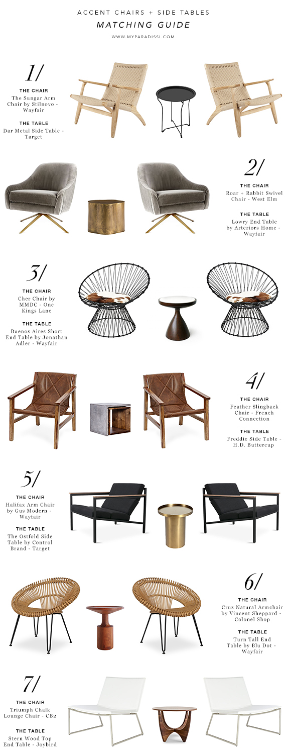 Accent chairs and side tables matching guide | My Paradissi