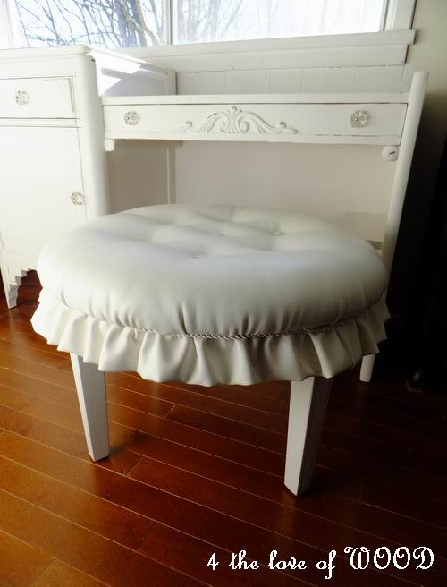 4 the love of wood HOW TO TURN A TABLE INTO A CHAIR white tufted stool